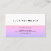 Carte De Visite Conseillère minimale élégante blanche rose pâle (Devant)