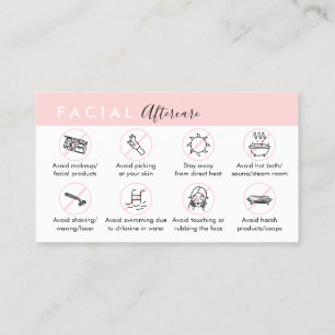 Carte De Visite Conseils de soins après faciaux post instruction