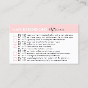 Carte De Visite Conseils de soins après-vente pour extensions de c