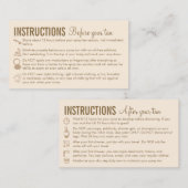 Carte De Visite Conseils d'entretien beige avant le bronzage après (Devant / Derrière)
