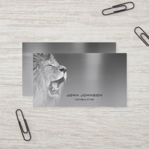 Carte De Visite Conseils personnalisés Lion Silver Metallic Acier