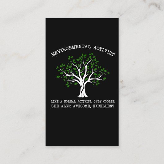 Carte De Visite Conservation de la nature par l'activiste De l'env (Devant)