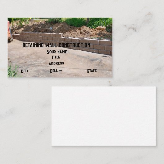 Carte De Visite Conserver la construction du mur (Devant / Derrière)