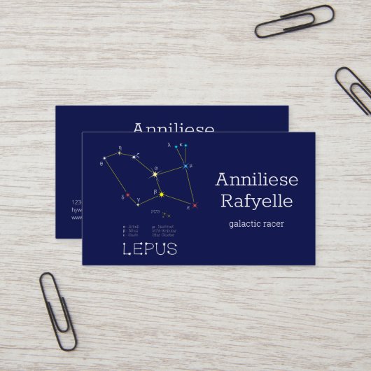 Carte De Visite Constellation de l'hémisphère sud Lepus (Devant/Arrière en situation)