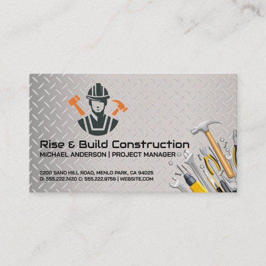 Carte De Visite Constructeur de bâtiments | Outils de constructeur (Devant)