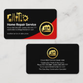 Carte De Visite Constructeur de construction de courbe noire rouge (Devant / Derrière)