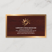 Carte De Visite Constructeur de grains de bois à cadre de bronze (Dos)