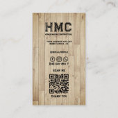 Carte De Visite Constructeur de la maison de construction en bois  (Dos)