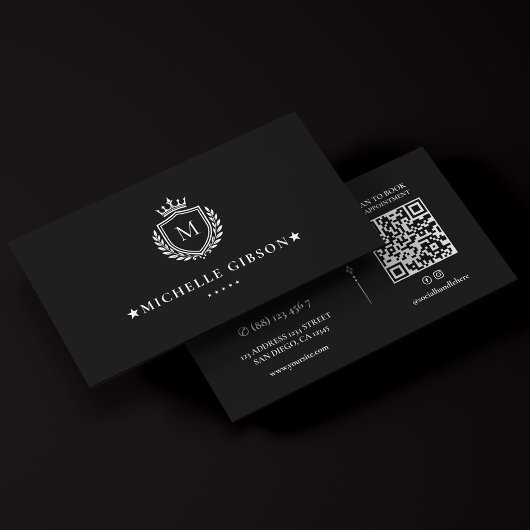 Carte De Visite Constructeur de luxe Monogramme minimal Couronne C