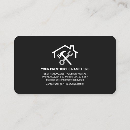 Carte De Visite Constructeur d'outils de construction Handyman (Dos)