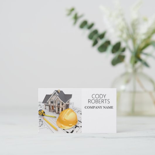 Carte De Visite Constructeur Handyman Architecte Contractant Const (Debout devant)