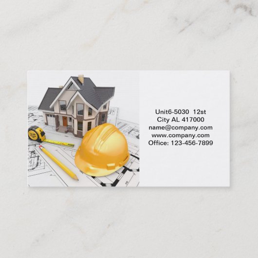 Carte De Visite Constructeur Handyman Architecte Contractant Const (Dos)