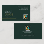 Carte De Visite Constructeur moderne professionnel simple de vert (Devant / Derrière)