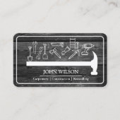 Carte De Visite Constructeur Professionnel Charpentier Outils Menu (Devant)