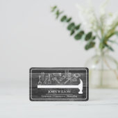 Carte De Visite Constructeur Professionnel Charpentier Outils Menu (Debout devant)