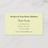 Carte De Visite Constructeurs résidentiels (Dos)