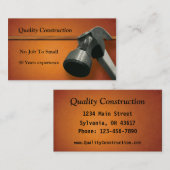 Carte De Visite Construction (Devant / Derrière)
