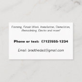 Carte De Visite Construction (Dos)