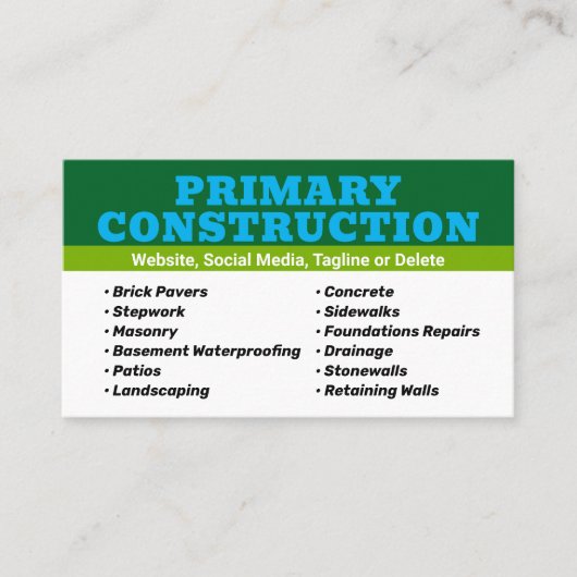 Carte De Visite Construction (Devant)