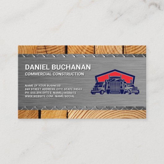 Carte De Visite Construction | Acier Bois | Semi-remorques (Devant)