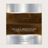 Carte De Visite Construction | Arrière - plan en bois métallique (Extérieur déplié)