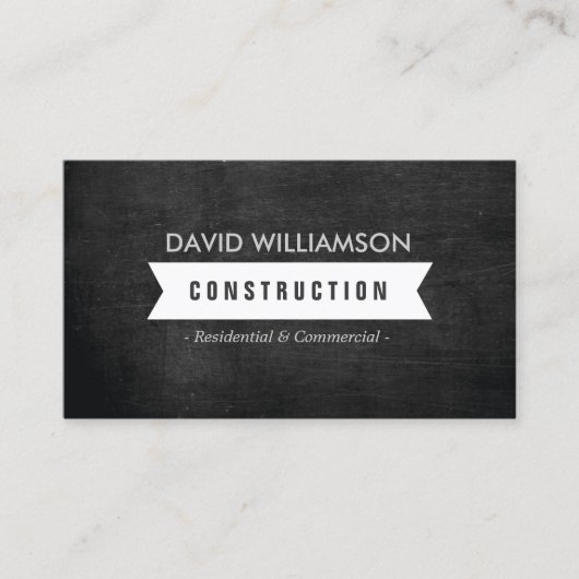 CARTE DE VISITE CONSTRUCTION BANNIÈRE BLANCHE, BÂTIMENT, LOGO ARCH (Devant)