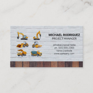 Carte De Visite Construction Bâtisseurs Machinerie Lourde
