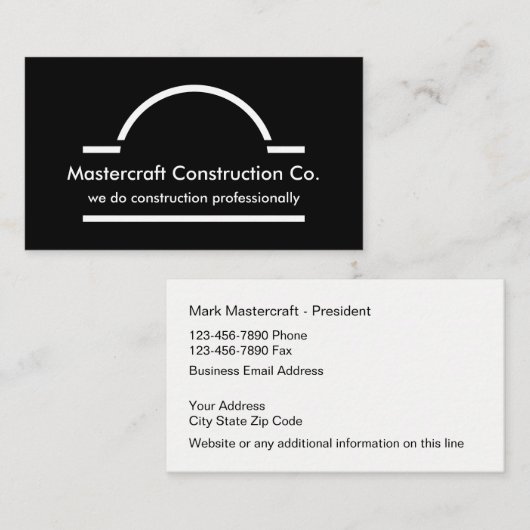 Carte De Visite Construction bilatérale moderne (Devant / Derrière)