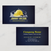 Carte De Visite Construction bleu-foncé élégante de casque de (Devant / Derrière)