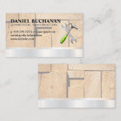 Carte De Visite Construction | Bois coupé | Armature de marteau (Devant / Derrière)