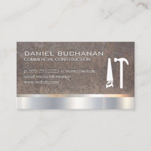 Carte De Visite Construction   Bois métallique   Marteau de scie  