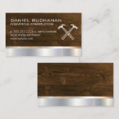 Carte De Visite Construction | Bois métallique | Marteaux (Devant / Derrière)