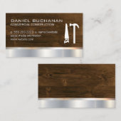 Carte De Visite Construction | Bois métallique | Outils de marteau (Devant / Derrière)