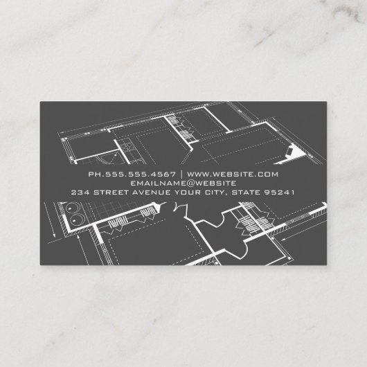 Carte De Visite Construction Build Site | Architect Blueprints (Dos)