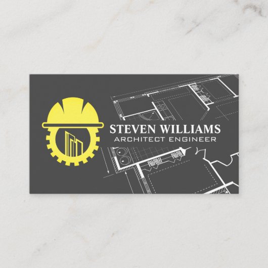 Carte De Visite Construction Builder Logo | Blueprint (Devant)