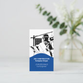 Carte De Visite Construction Business Bleu et Blanc (Debout devant)