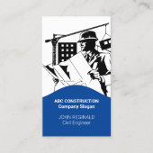 Carte De Visite Construction Business Bleu et Blanc (Devant)