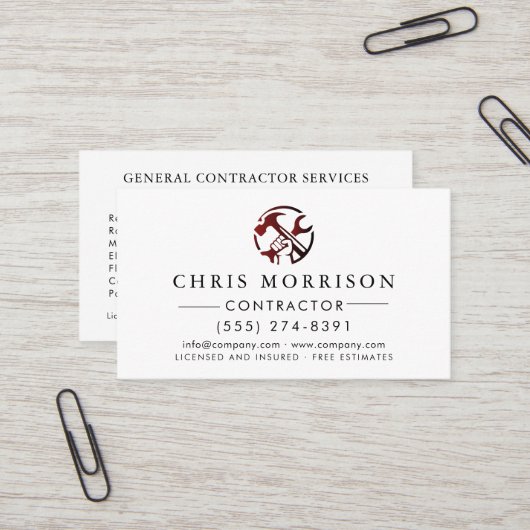 Carte De Visite Construction Business Marketing Logo (Devant/Arrière en situation)