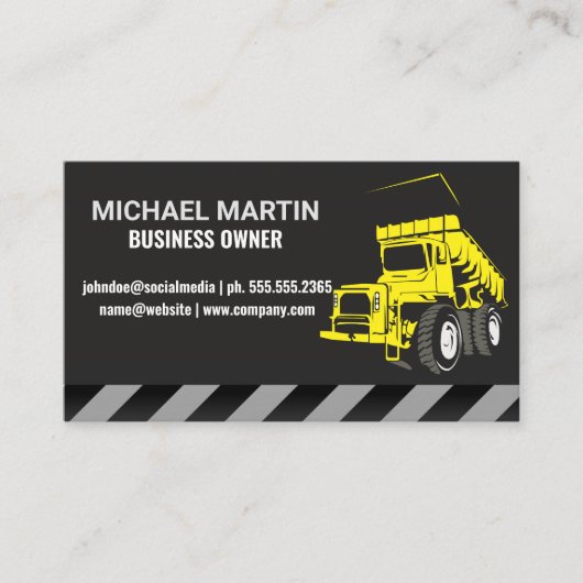 Carte De Visite Construction | Camion de vidange (Devant)