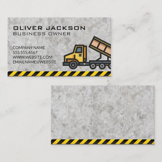 Carte De Visite Construction | Camion de vidange (Devant / Derrière)