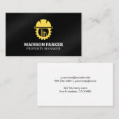 Carte De Visite Construction Casque de Chantier | Logo Marteau | B (Devant / Derrière)