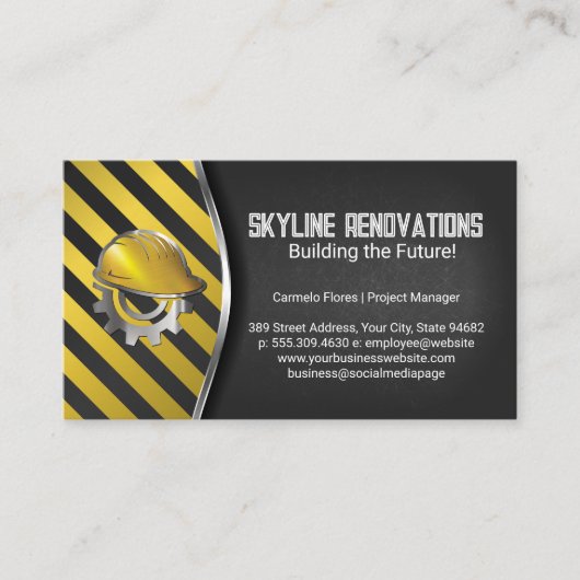 Carte De Visite Construction Caution | Hard Hat Helmet (Devant)