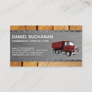 Carte De Visite Construction   circulaire   Bois d'acier   Camion 