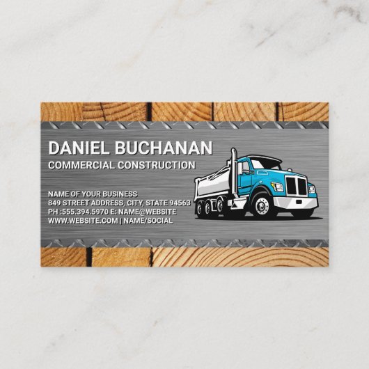 Carte De Visite Construction | circulaire | Bois d'acier | Camion  (Devant)