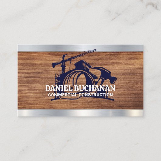 Carte De Visite Construction | Col bleu | Casque de chantier (Devant)