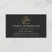 Carte De Visite Construction Company Black Gold Luxury QR Code (Devant)