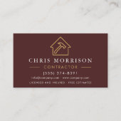 Carte De Visite Construction Company Burgundy Gold QR Code (Devant)