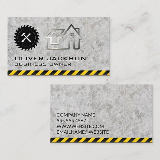 Carte De Visite Construction | Constructeur | Rénovations immobili (Devant / Derrière)