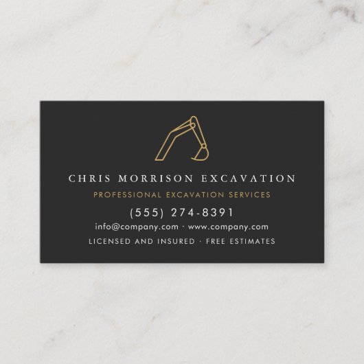 Carte De Visite Construction Contractor Excavation QR Code (Devant)