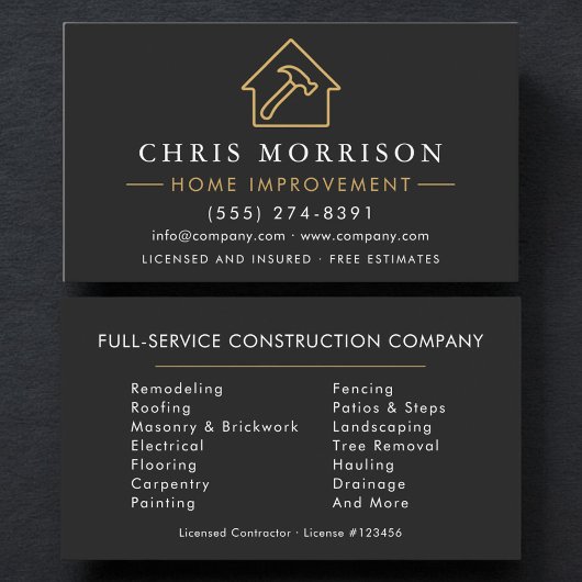 Carte De Visite Construction d'amélioration professionnelle de la